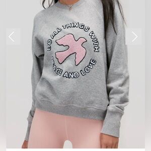 Spiritual Gangster Gray and Pink Crew Neck Sweater